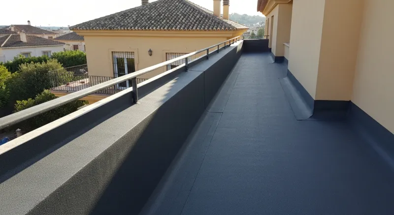 Membrana EPDM extendida sobre cubierta plana en Cabrils